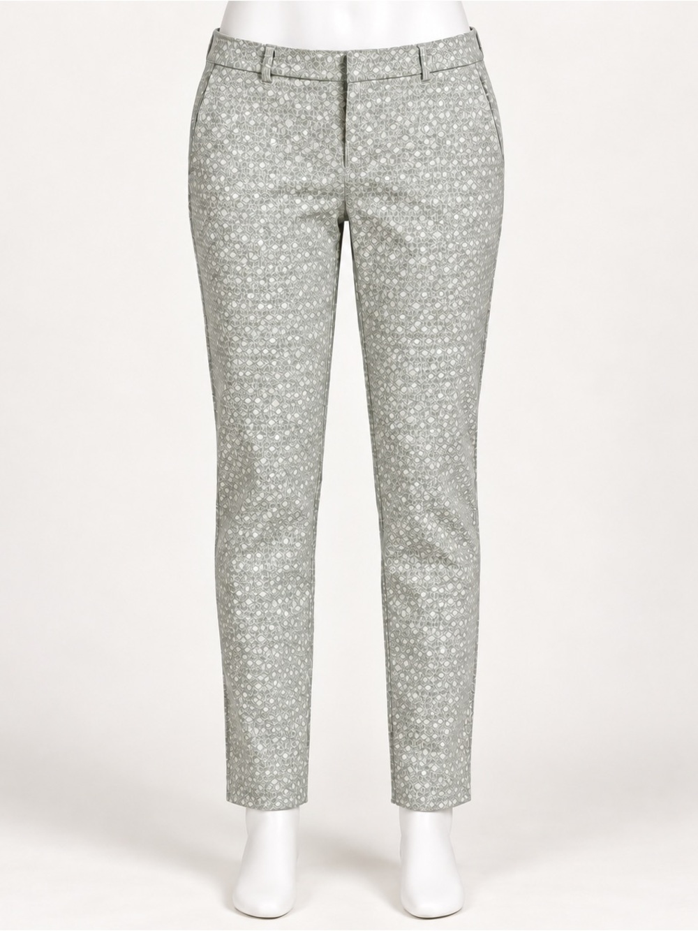 Cynthia Rowley Sage Green Geometric Print Slim Leg Stretch Pants Size 10